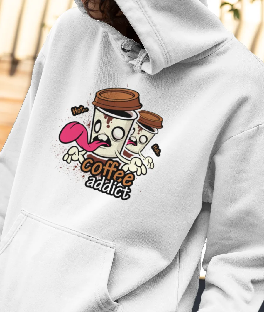 Coffee addict cartoon Front-Printed Hoodie