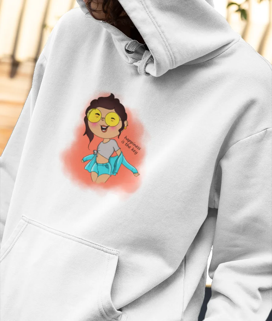 Girls_happiness is the key Front-Printed Hoodie