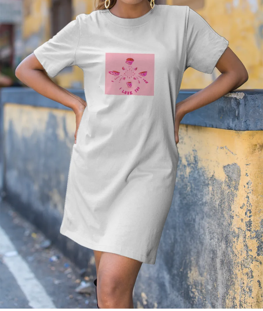 3D I love you coffee mug T-Shirt Dress