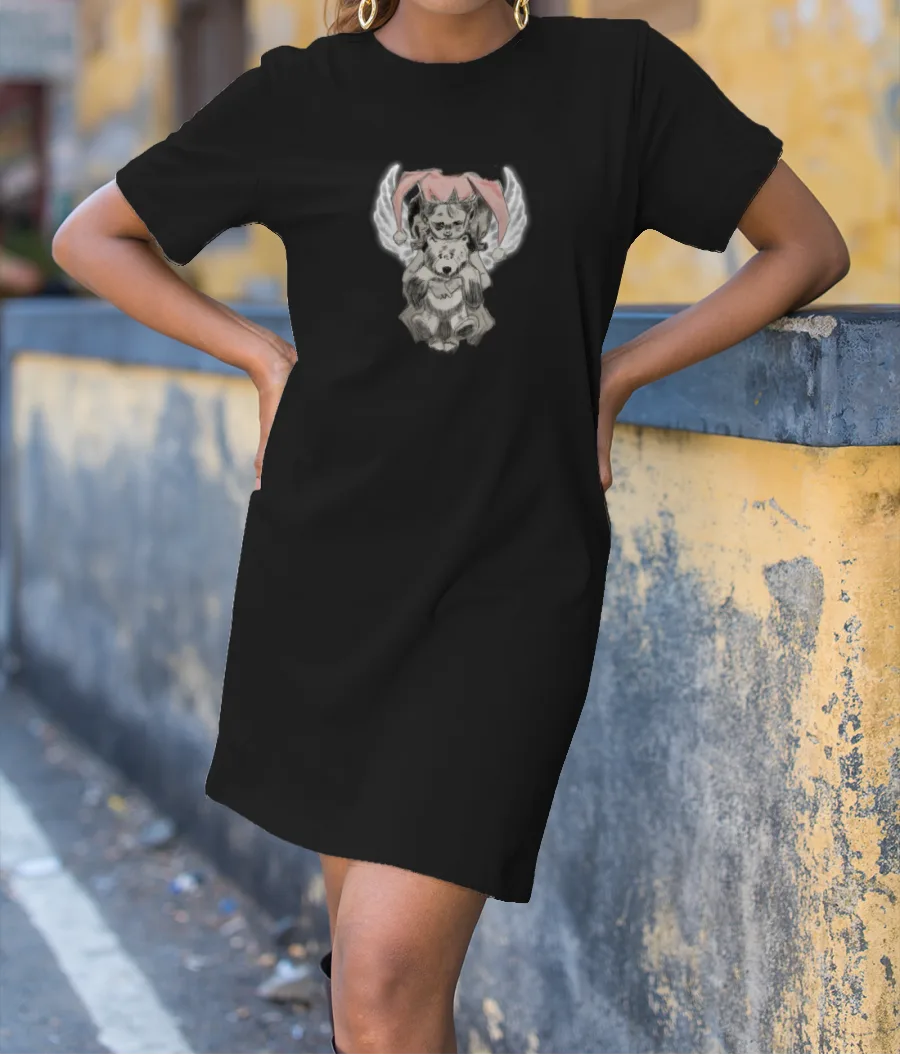 Lonely Girl With a Teddy T-Shirt Dress