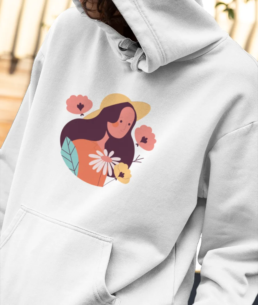 Girl with Flowers Front-Printed Hoodie