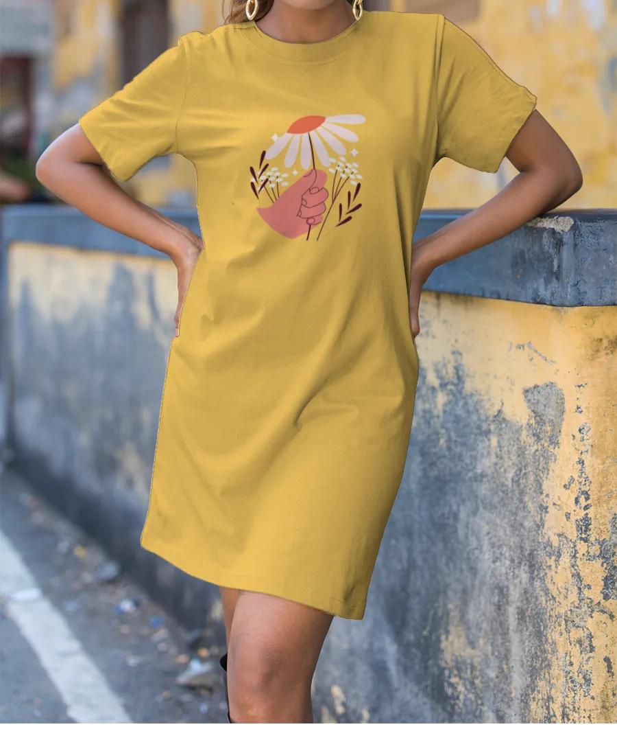 Flowers in hand T-Shirt Dress