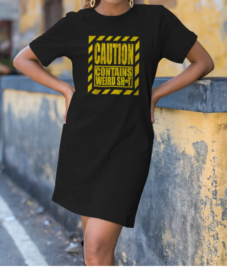 caution typography T-Shirt Dress