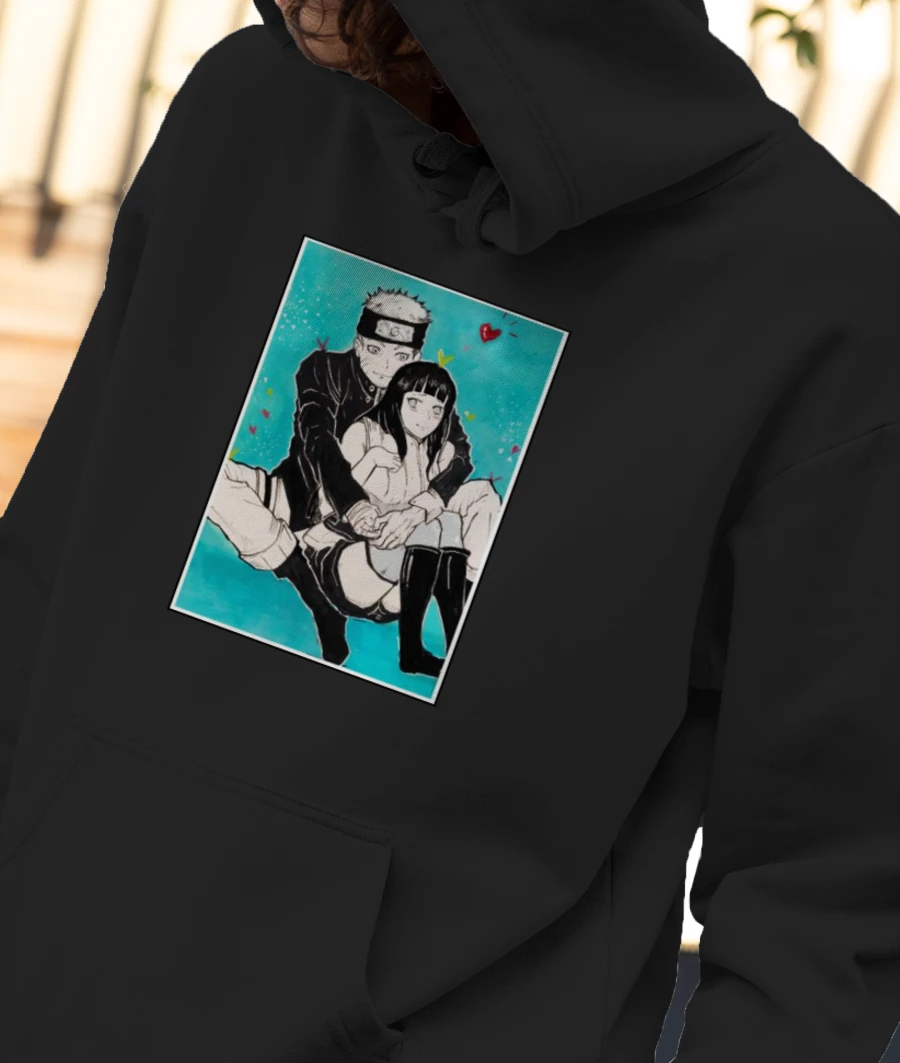 Naruto and Hinata love design | torquise blue and  Front-Printed Hoodie