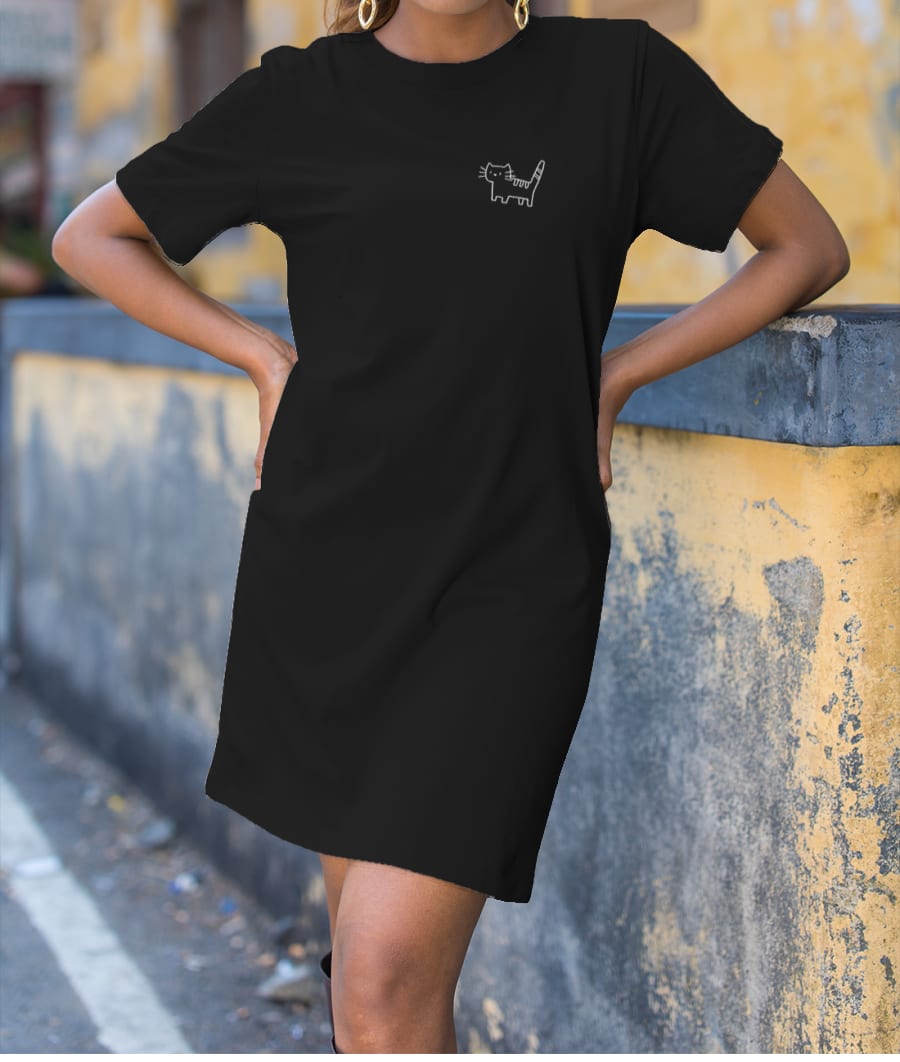 Minimal Cat T-Shirt Dress
