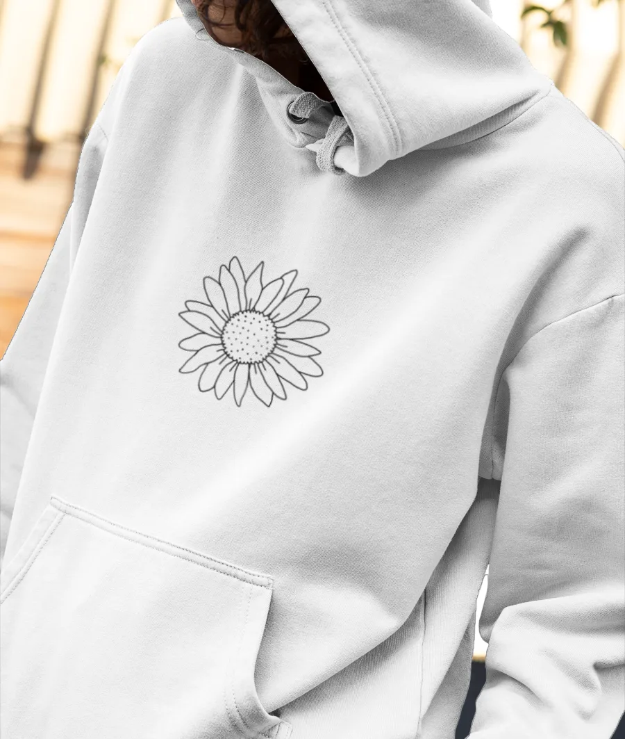 Sunflower line art design Front-Printed Hoodie