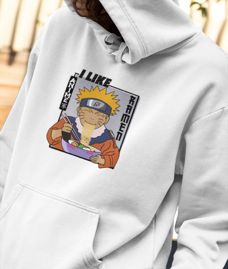 I like anime & ramen Front-Printed Hoodie