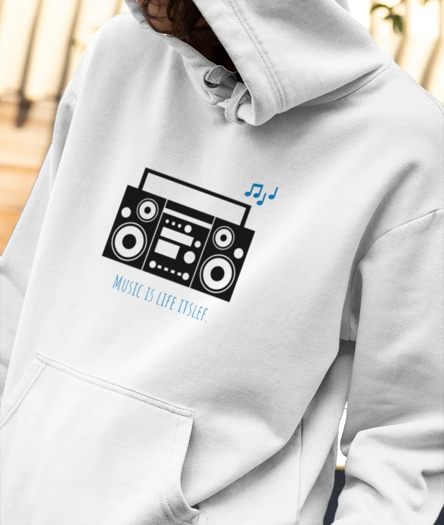 MUSIC IS LIFE Front-Printed Hoodie