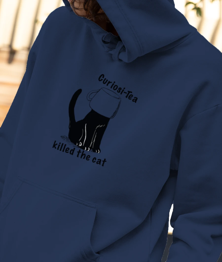 Curiosity tea cup cat Front-Printed Hoodie