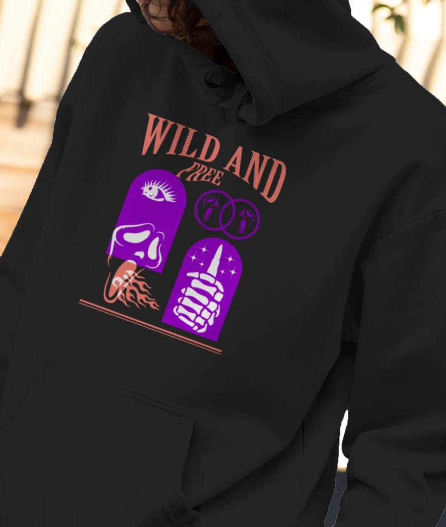 Wild and Free Streetwear Front-Printed Hoodie