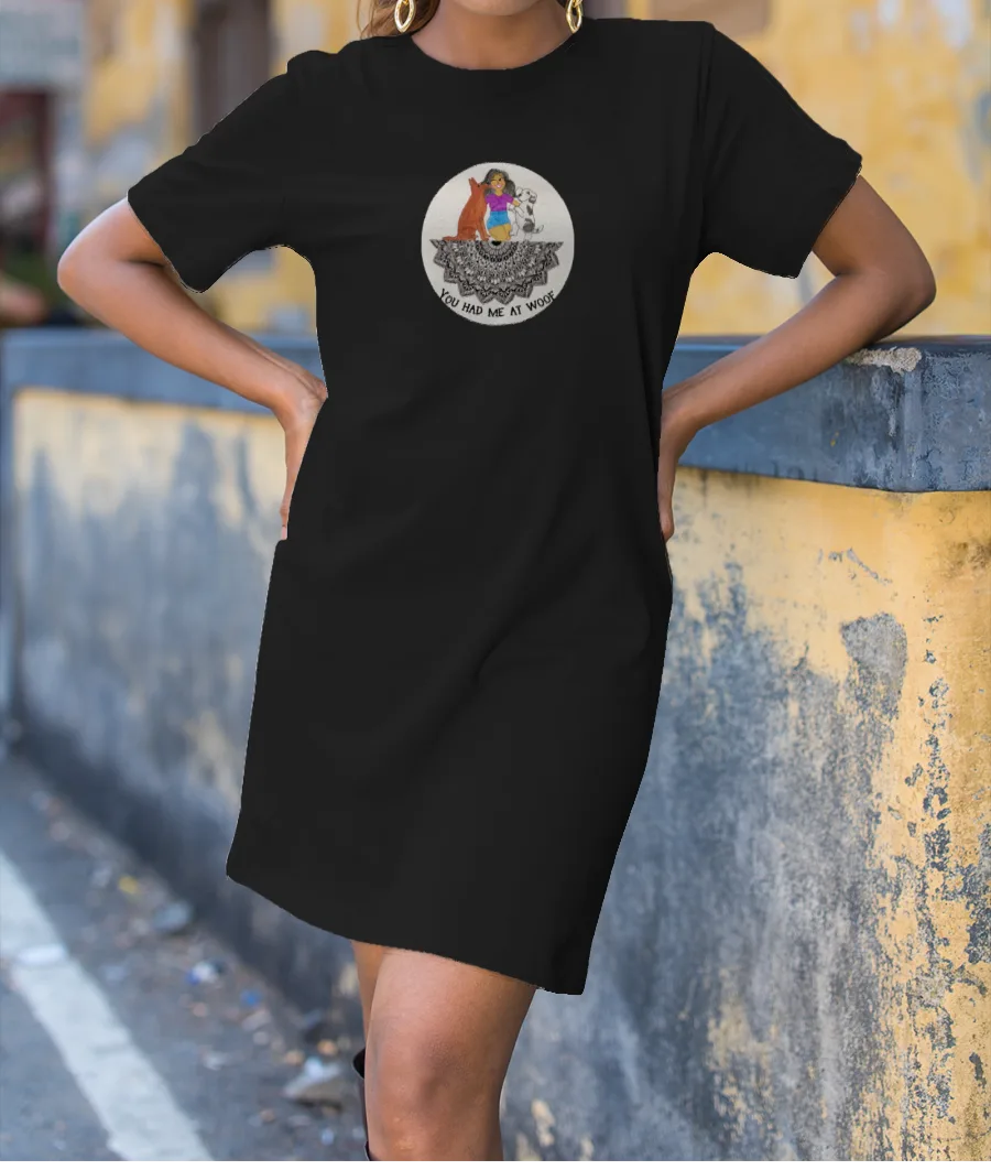 Dog Lover Mandala T-Shirt Dress