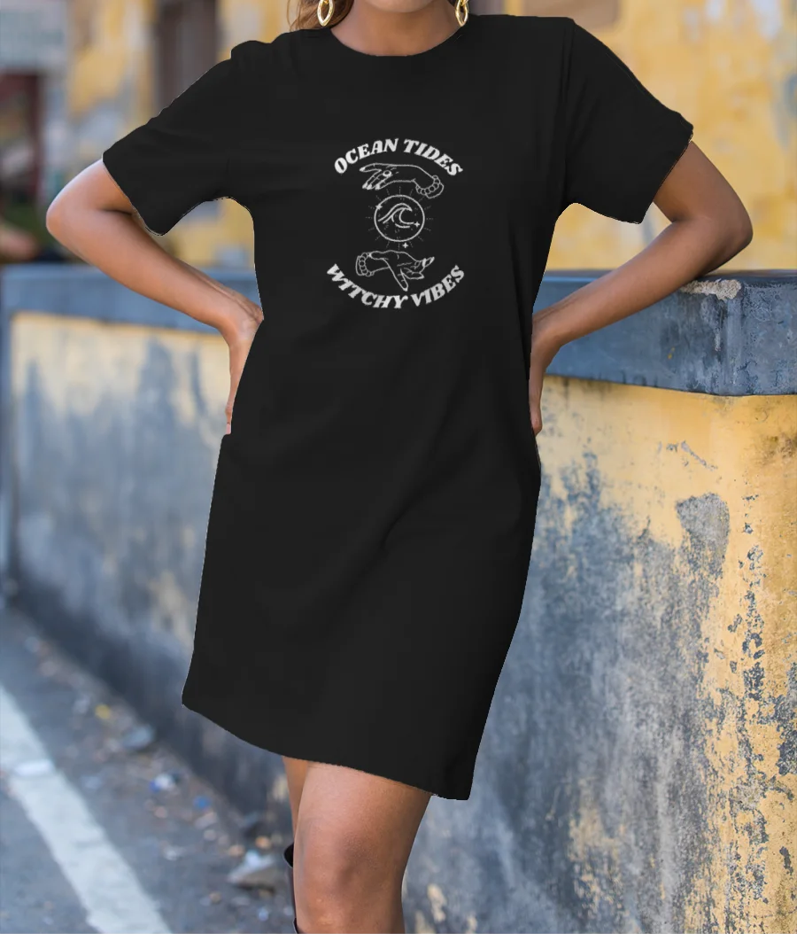 ocean tides, witchy vibes T-Shirt Dress