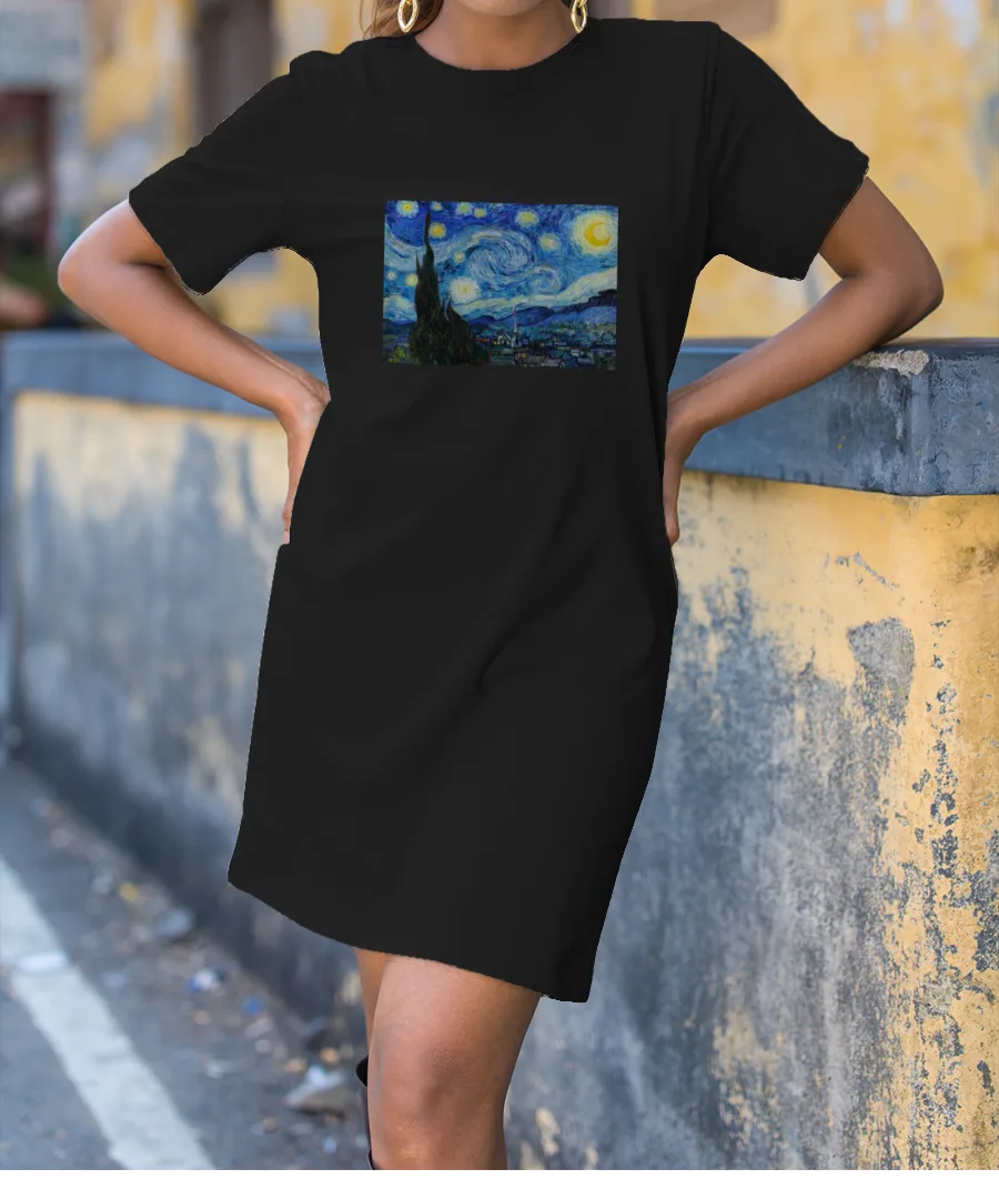 Van Gogh  famous painting starry night print T-Shirt Dress