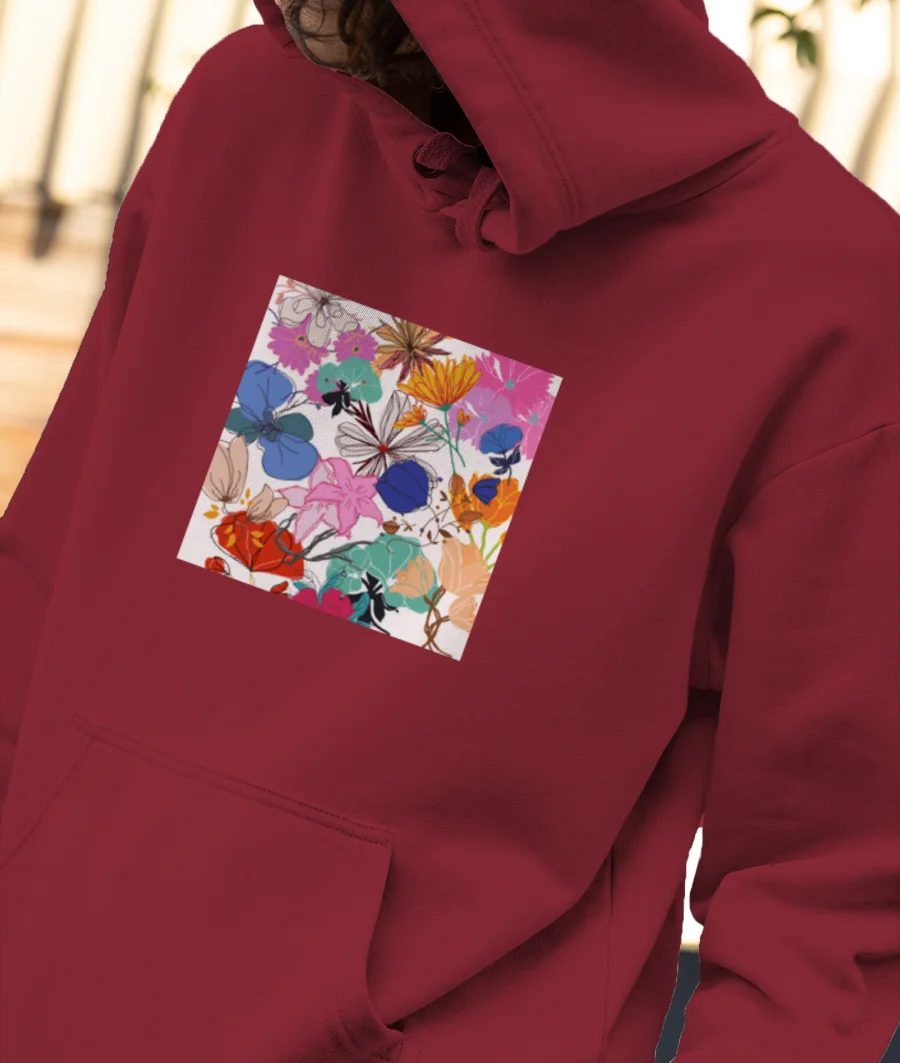 Flowers Front-Printed Hoodie