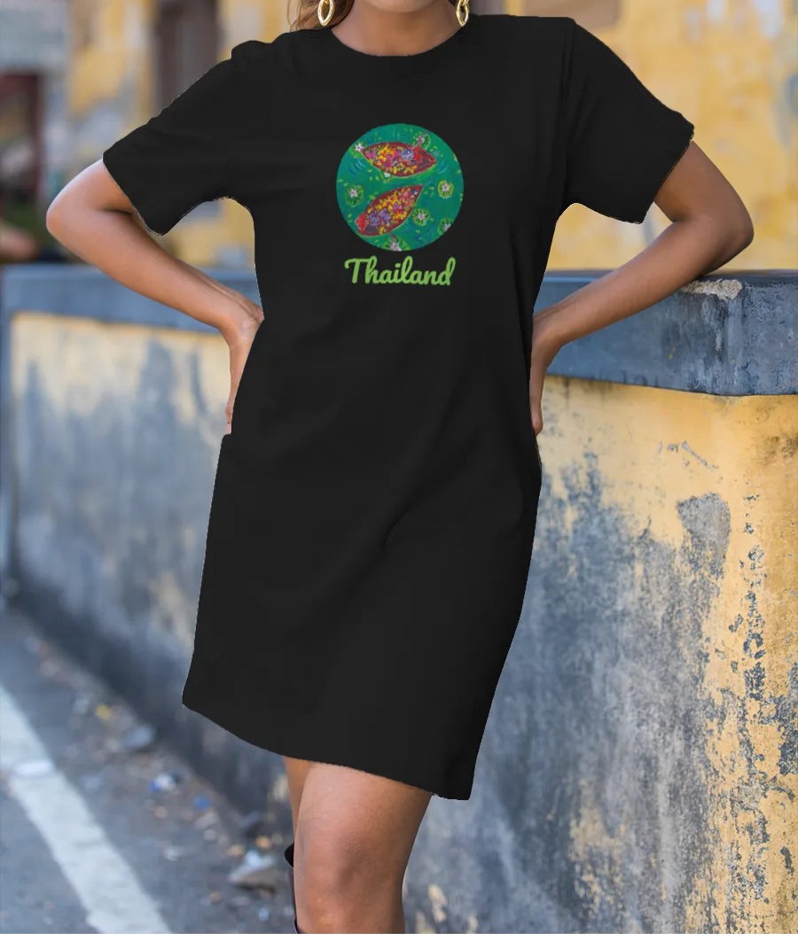 Floating Flower Market Thailand T-Shirt Dress