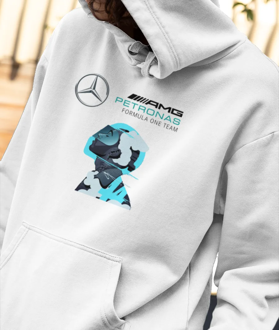 Lewis Hamilton 44 white Front-Printed Hoodie