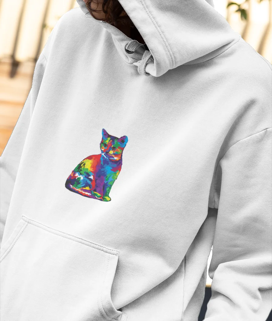 rainbow cat Front-Printed Hoodie