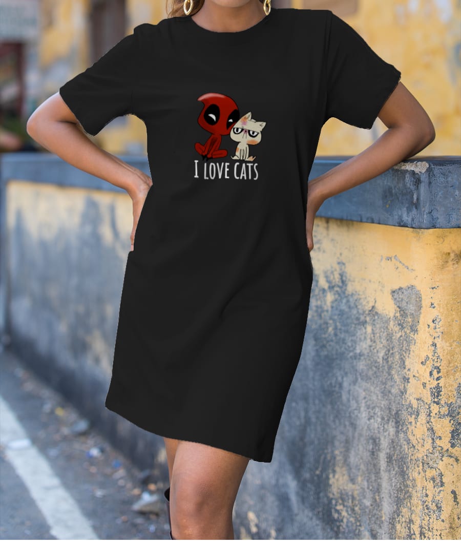 Deadpool Cat T-Shirt Dress