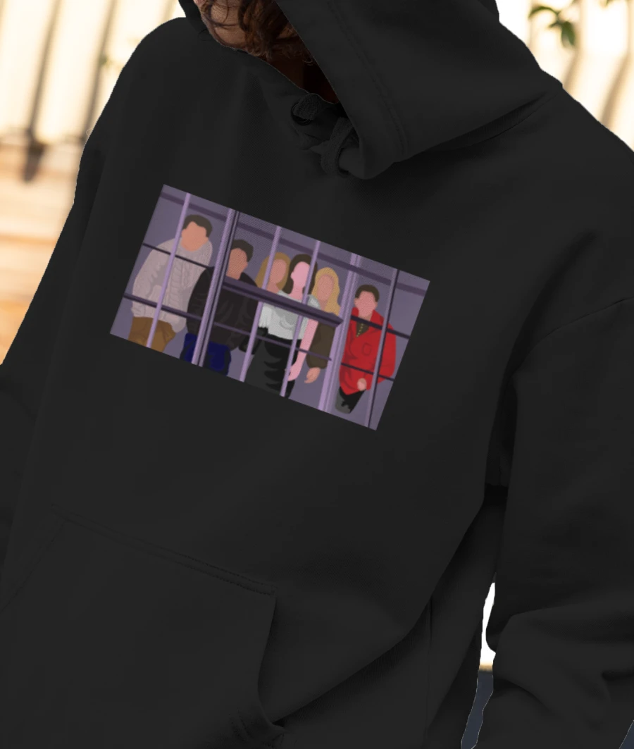 Friends Vector Art Window Scene Front-Printed Hoodie