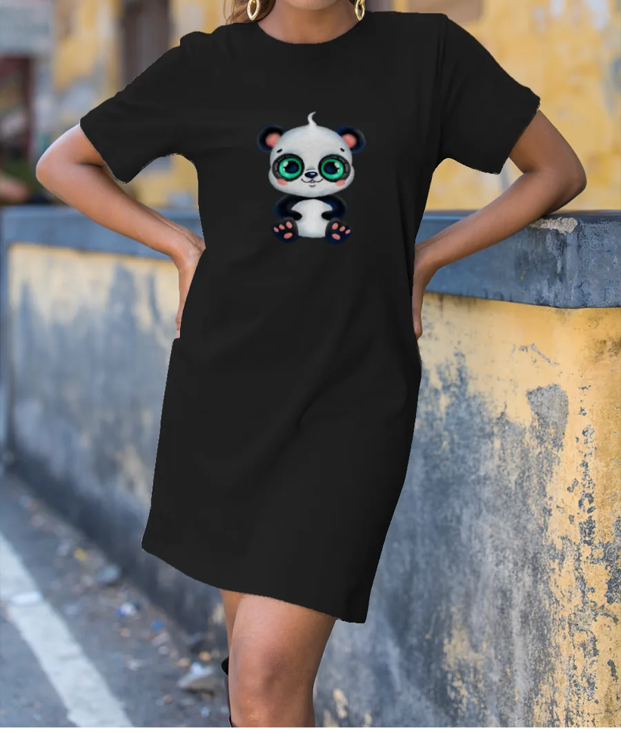 Cute Baby Panda T-Shirt Dress