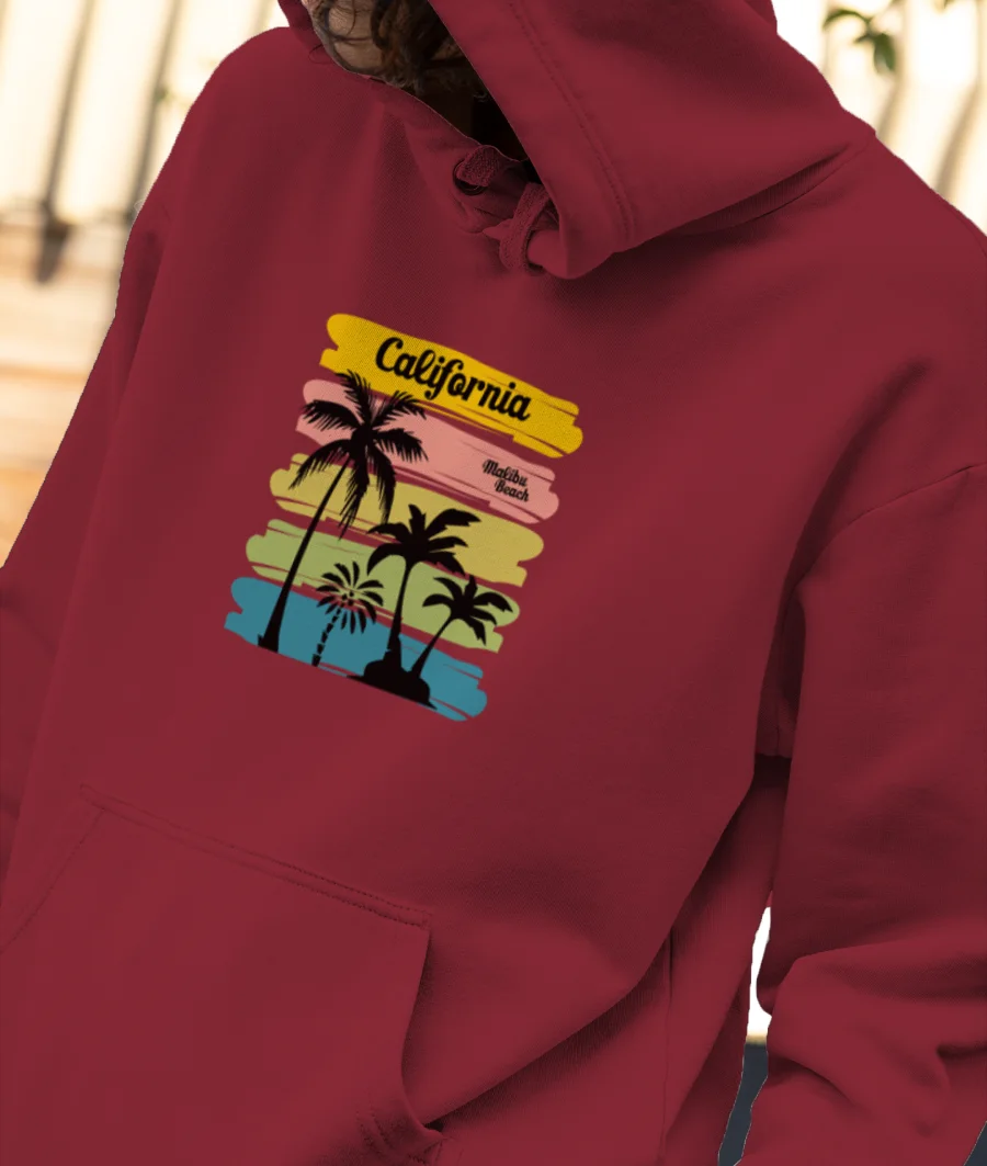 California beach Front-Printed Hoodie