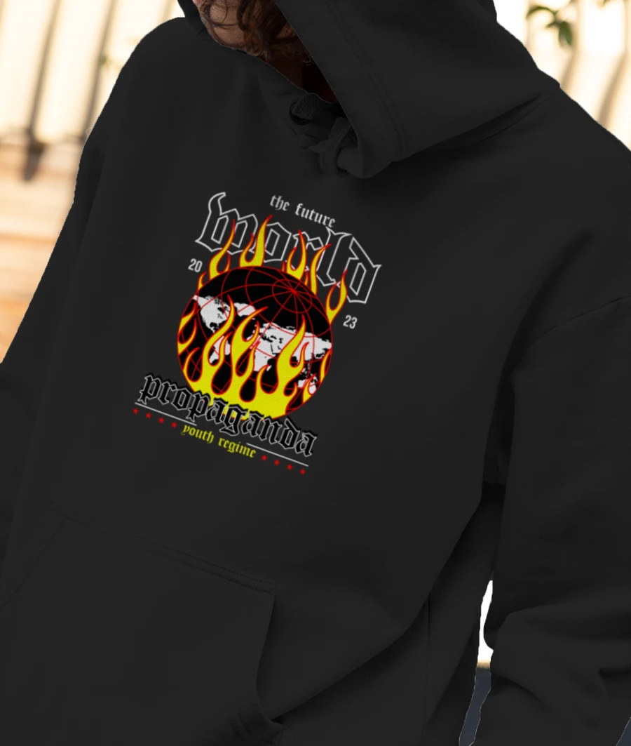 World Propaganda Streetwear Front-Printed Hoodie