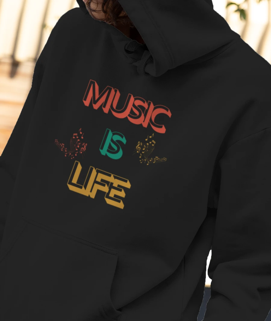 Music is life Front-Printed Hoodie