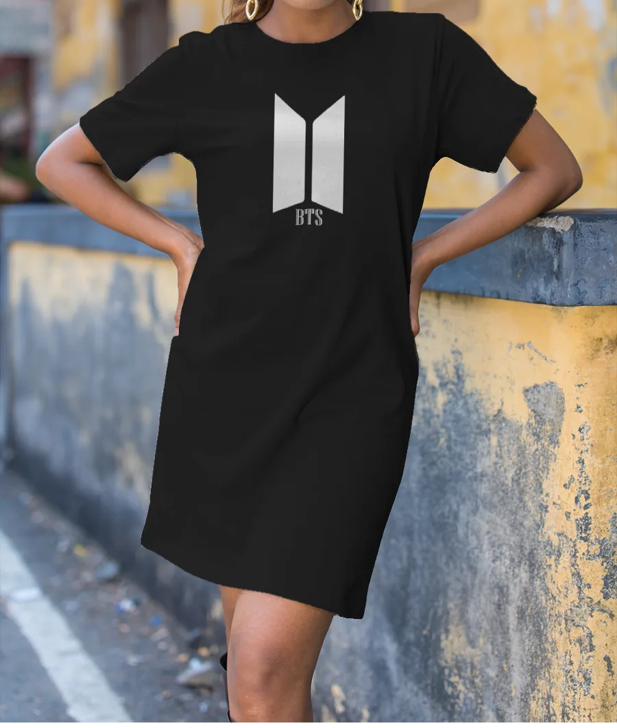 Bts logo | White|Bts💜💜 T-Shirt Dress