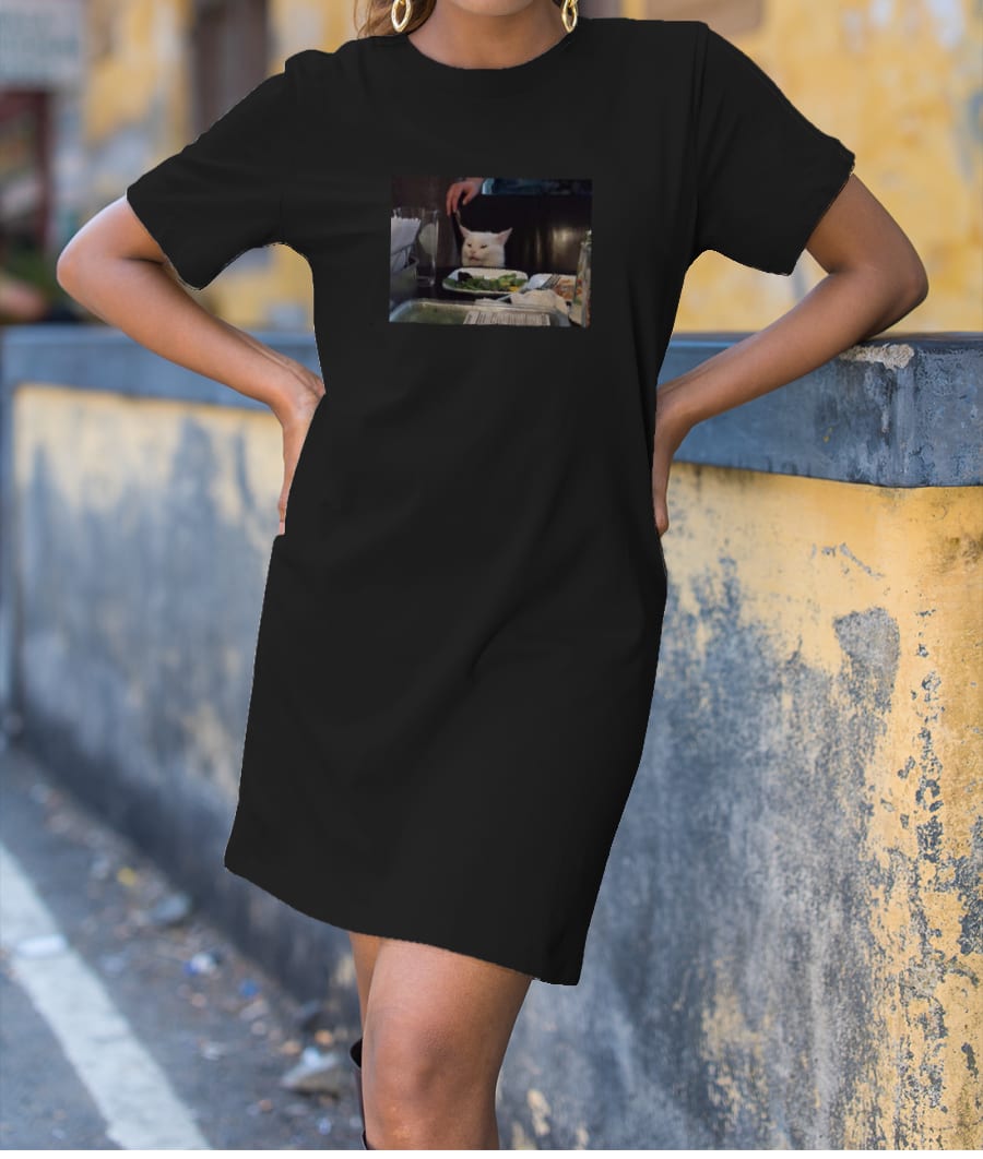 Unimpressed Cat meme T-Shirt Dress