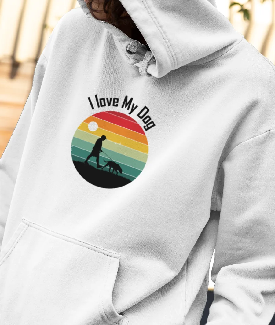 i love my dog Front-Printed Hoodie