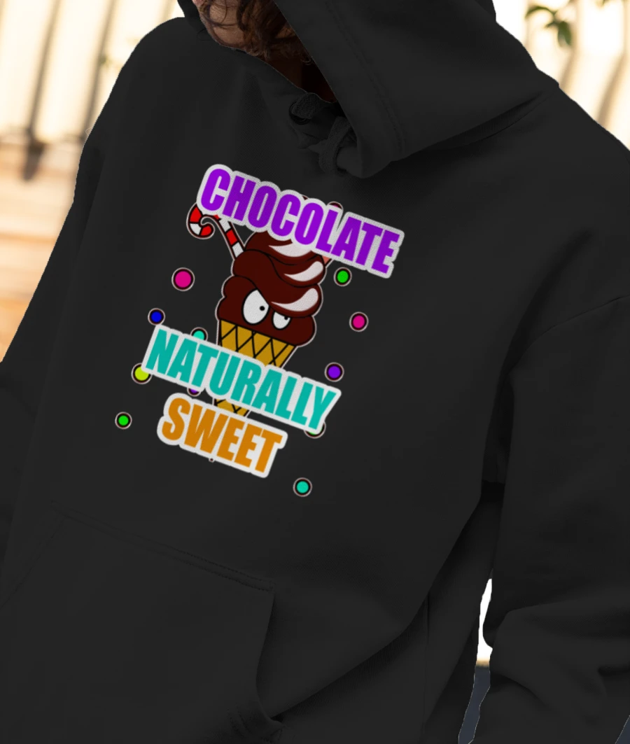 Chocolate Naturally Sweet Kawaii Ice-cream Cone Front-Printed Hoodie