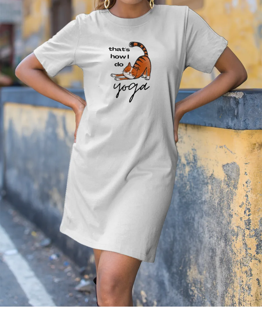 Cat Yoga T-Shirt Dress