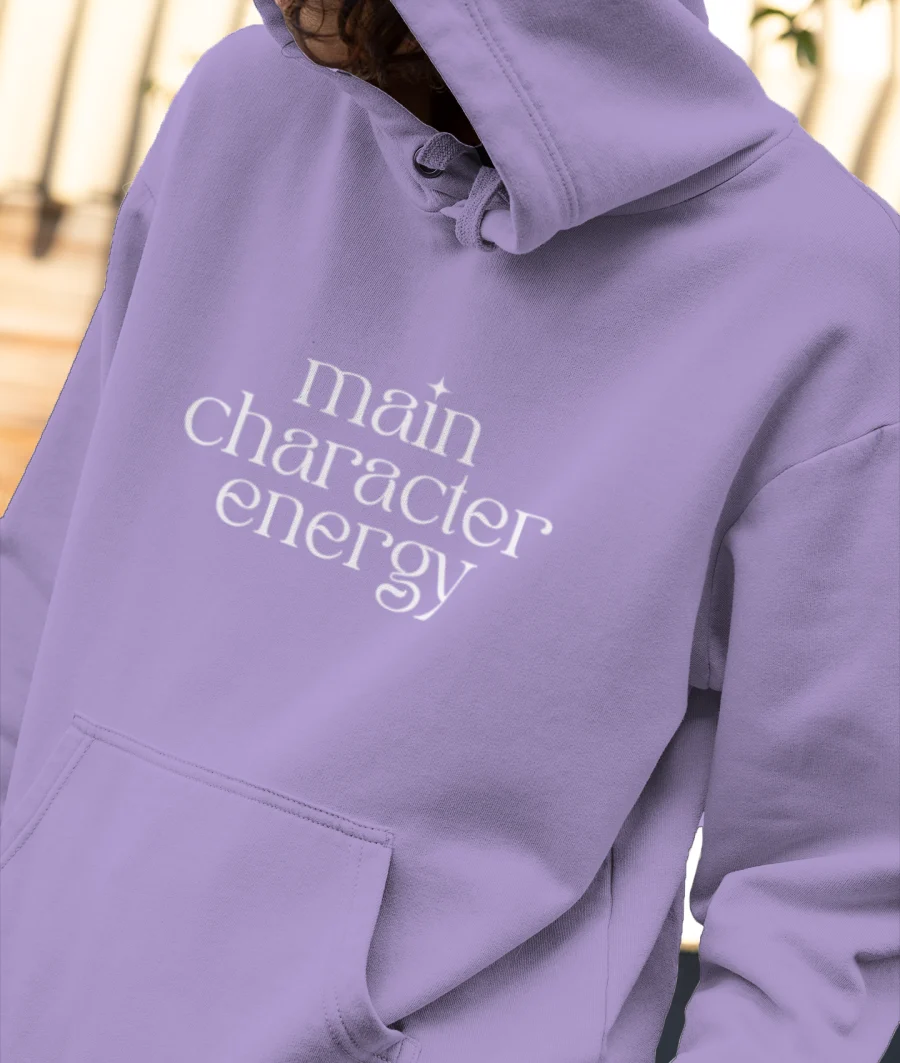 main character energy - white Front-Printed Hoodie