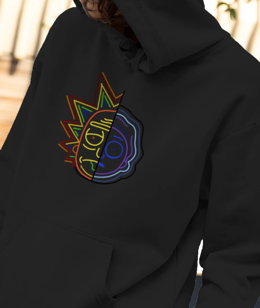 Ricky Morty Front-Printed Hoodie