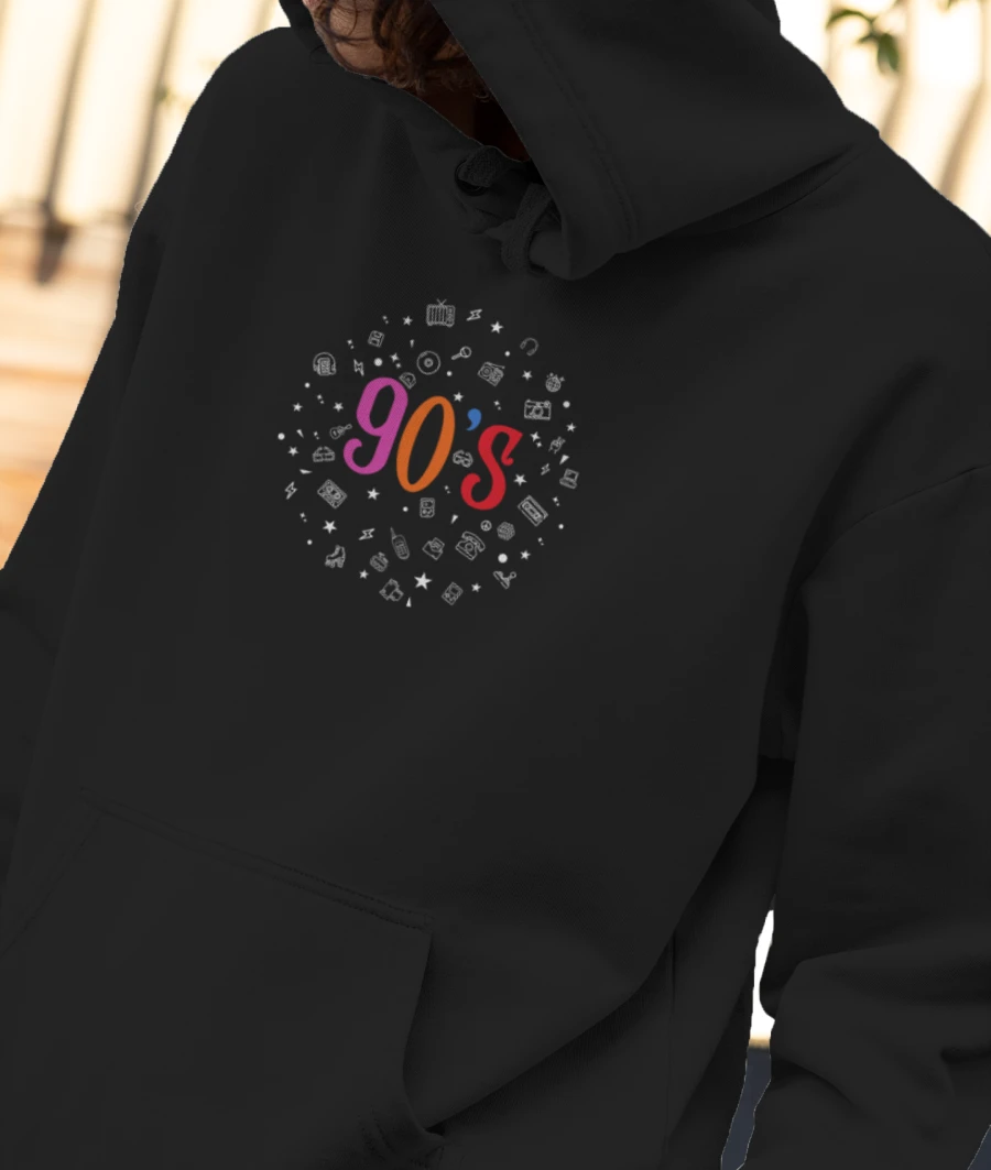 90's Nostalgia Front-Printed Hoodie