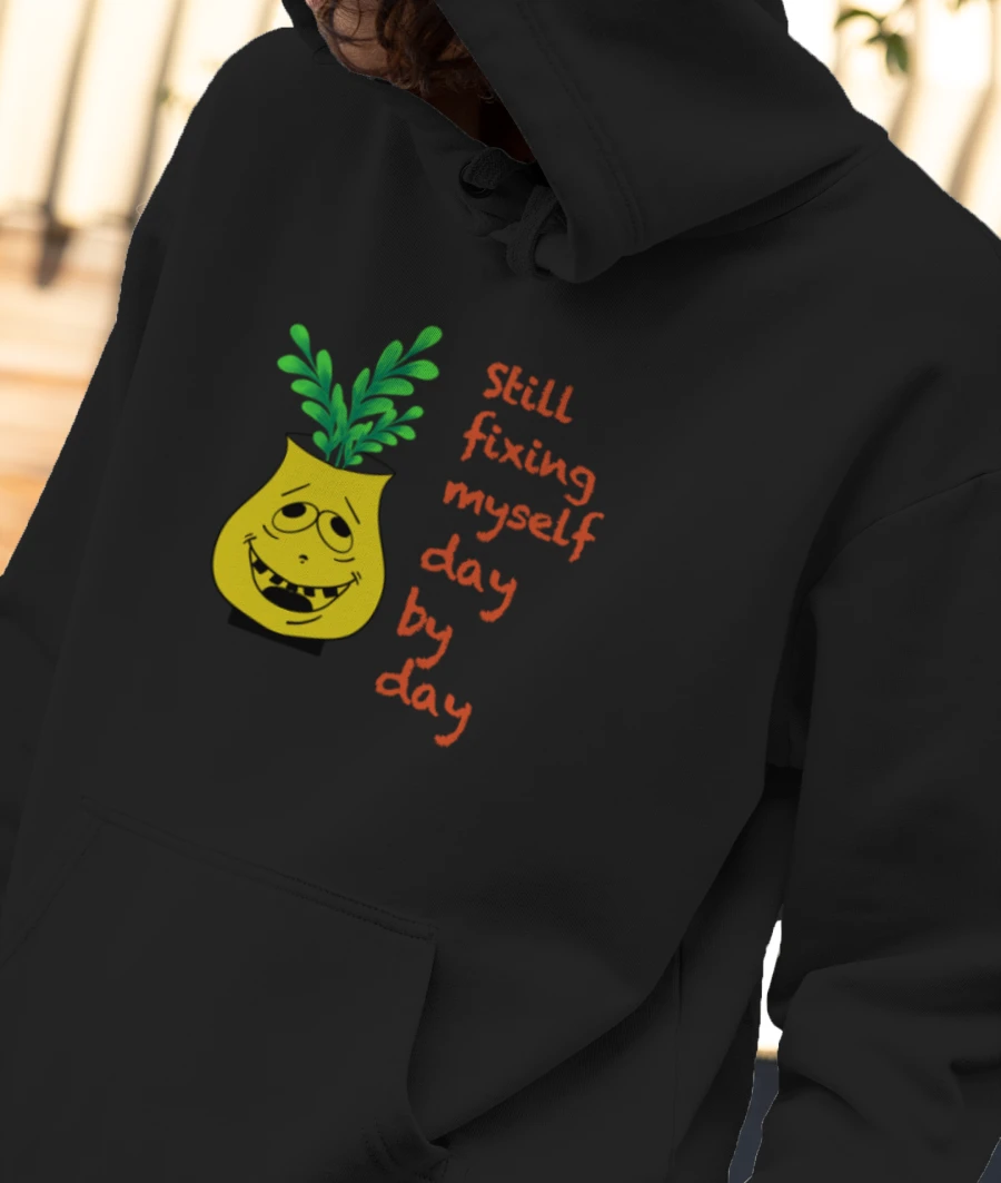 Potted plant fun emoji Front-Printed Hoodie