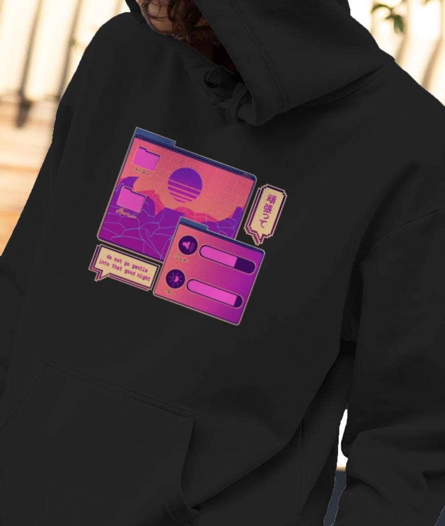 vaporwave retro open tabs Front-Printed Hoodie