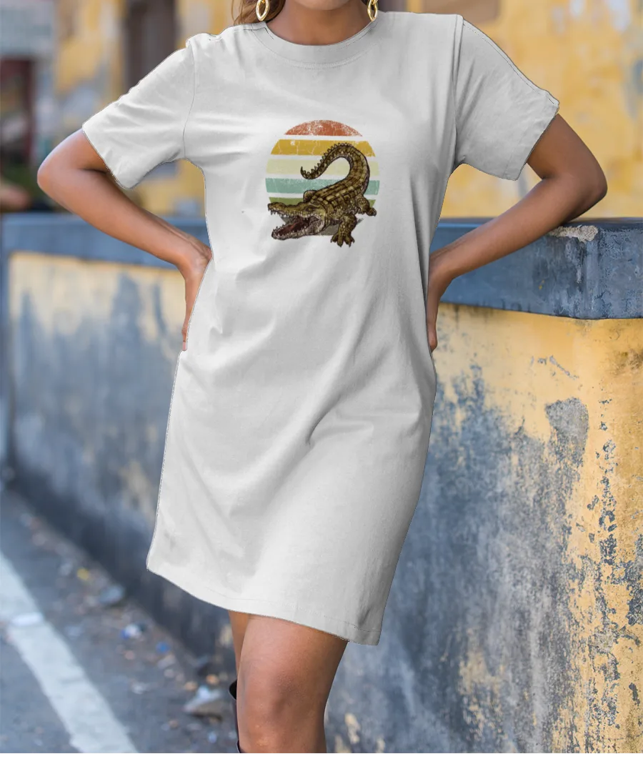 Retro alligator art T-Shirt Dress