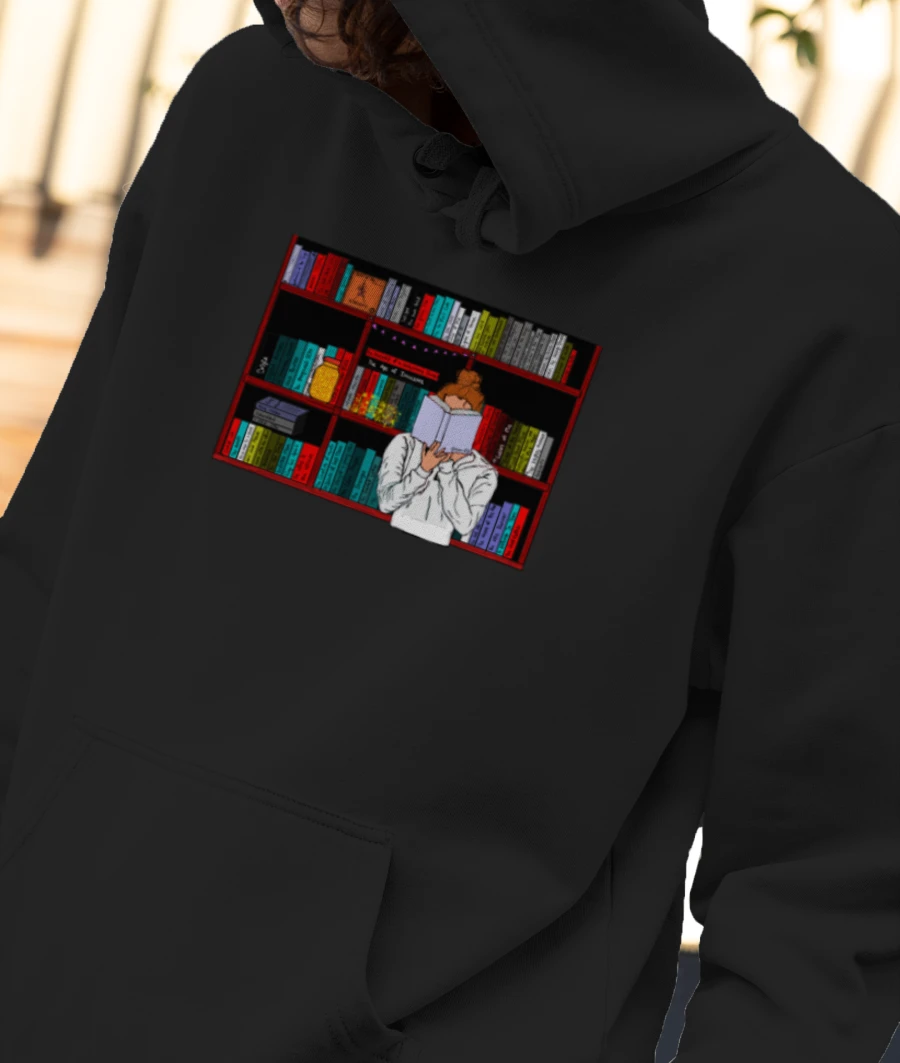 Bookworm Front-Printed Hoodie