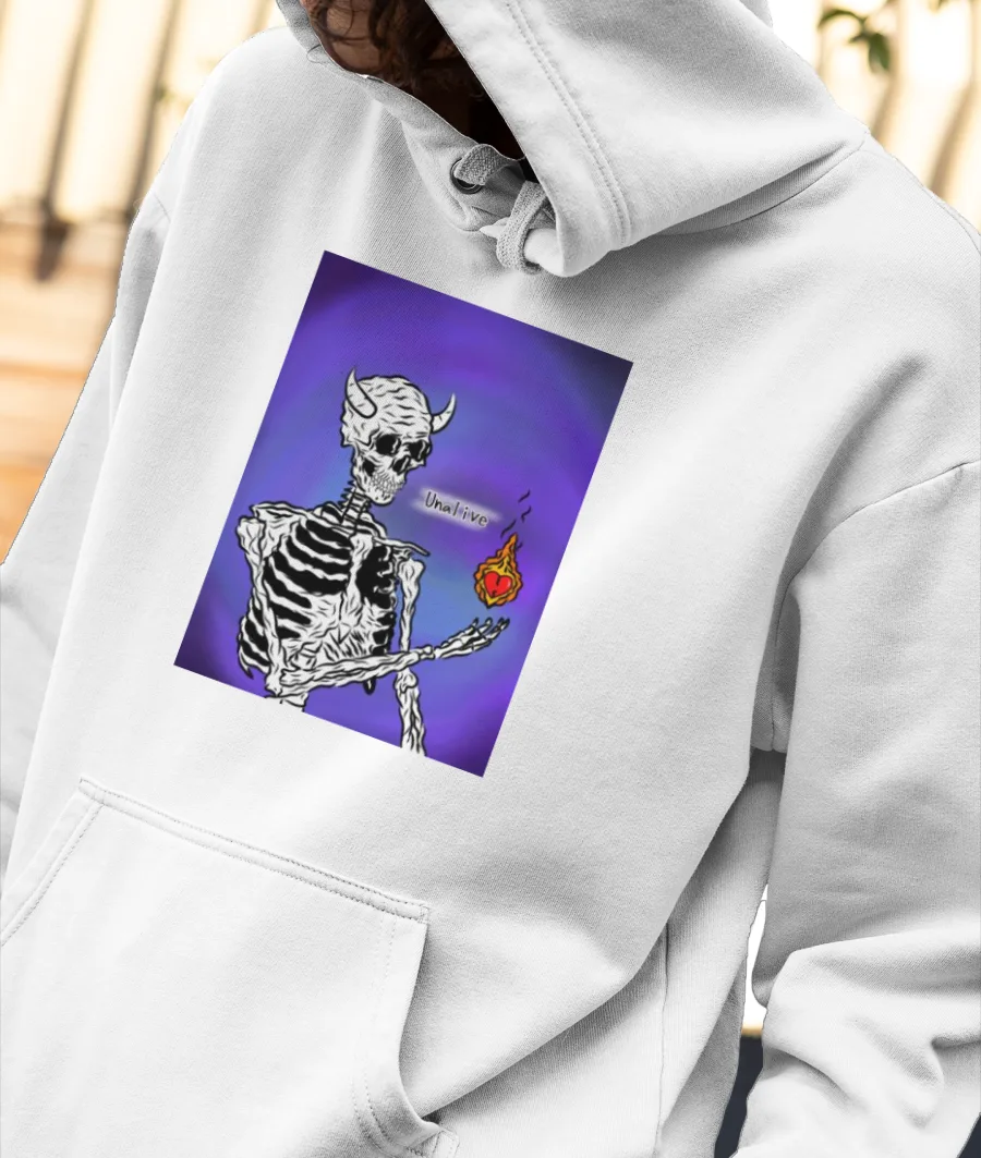 Unalive Skeleton Front-Printed Hoodie