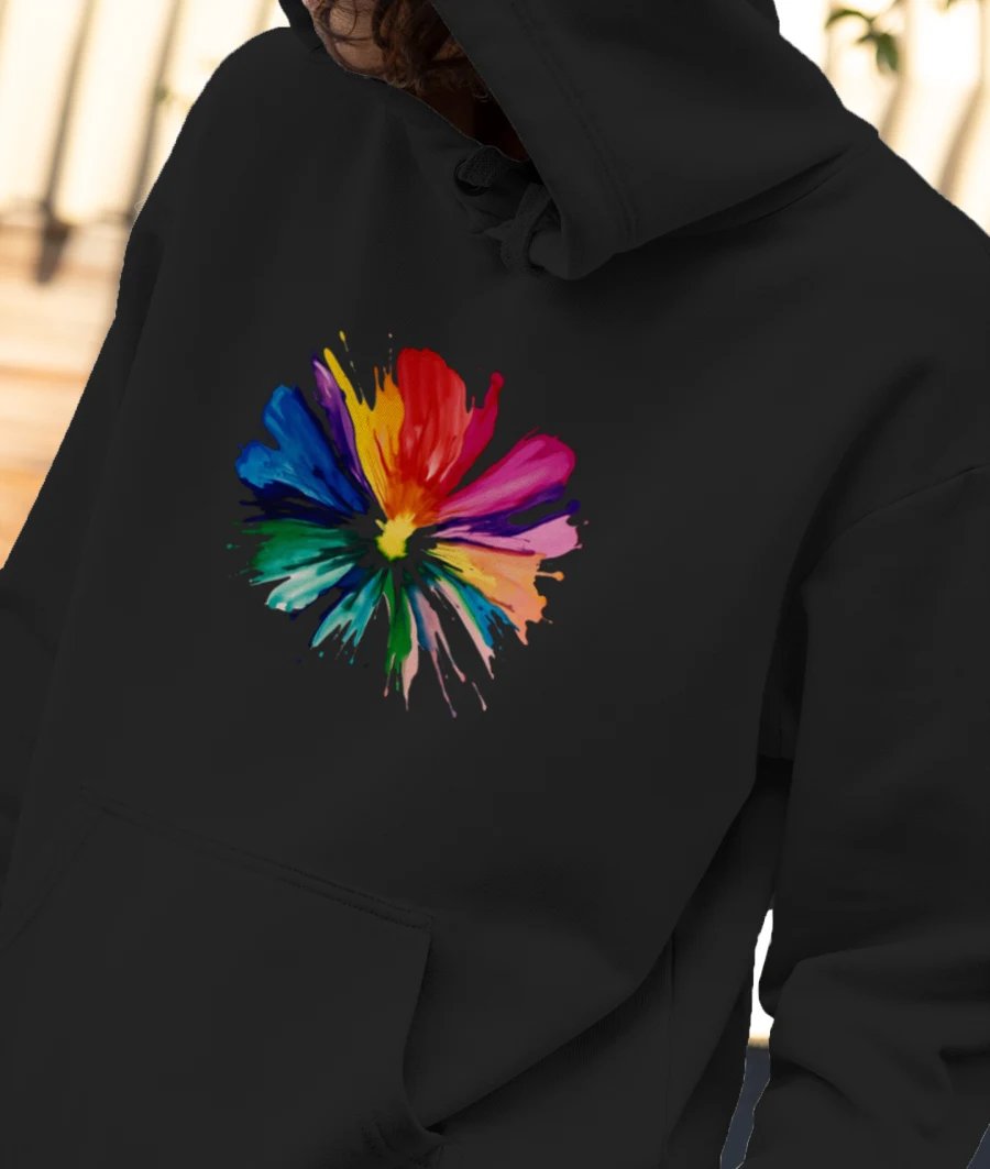 Rainbow  Flower Front-Printed Hoodie