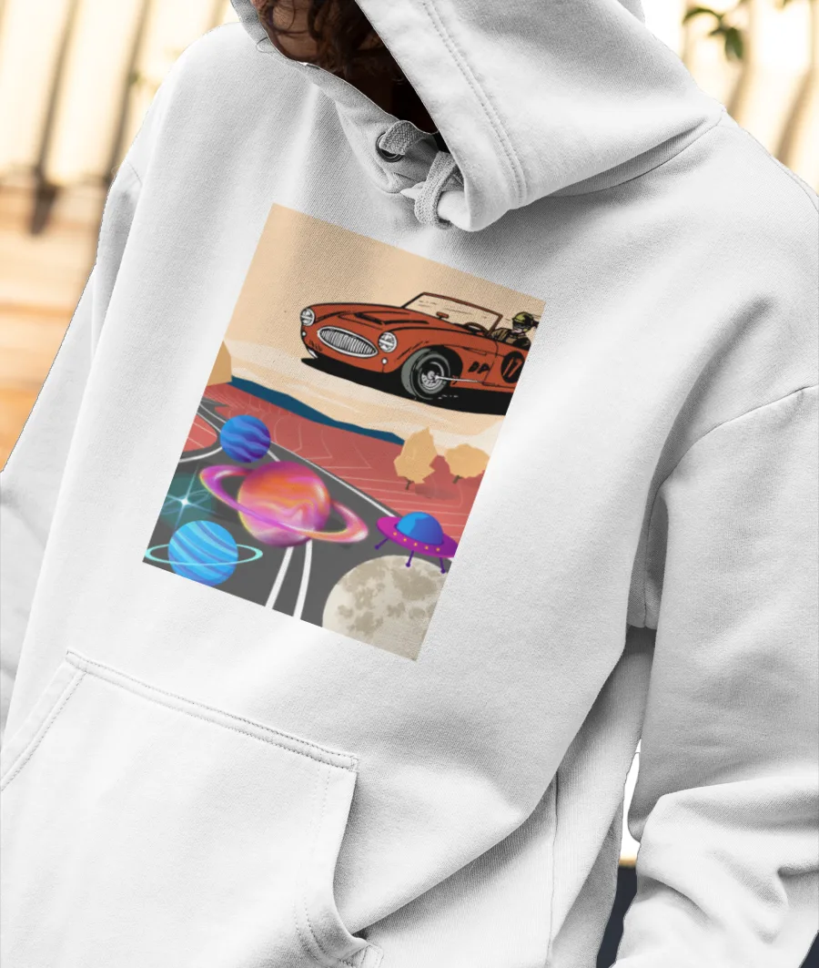 Retro Futurism Front-Printed Hoodie