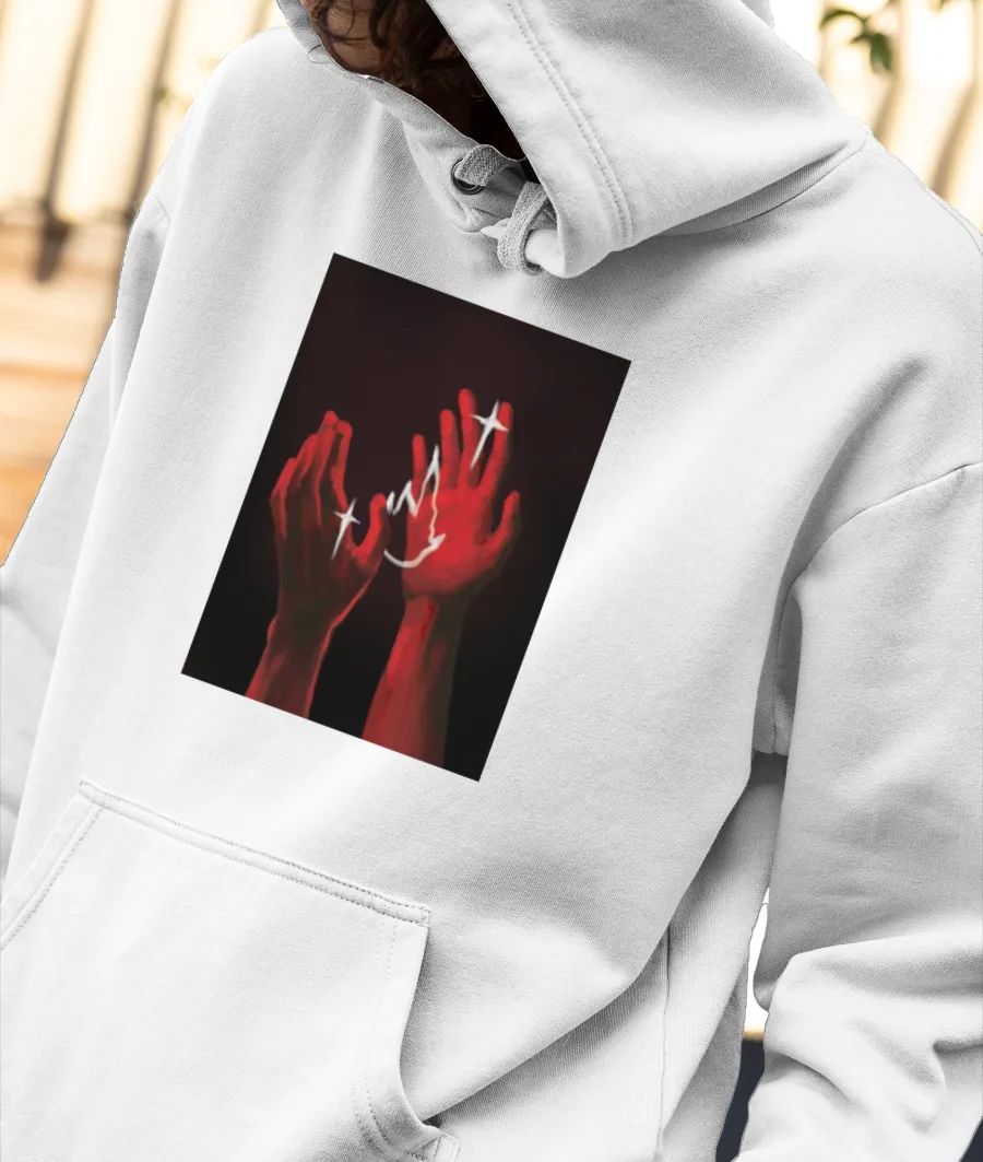 red hand 2 Front-Printed Hoodie