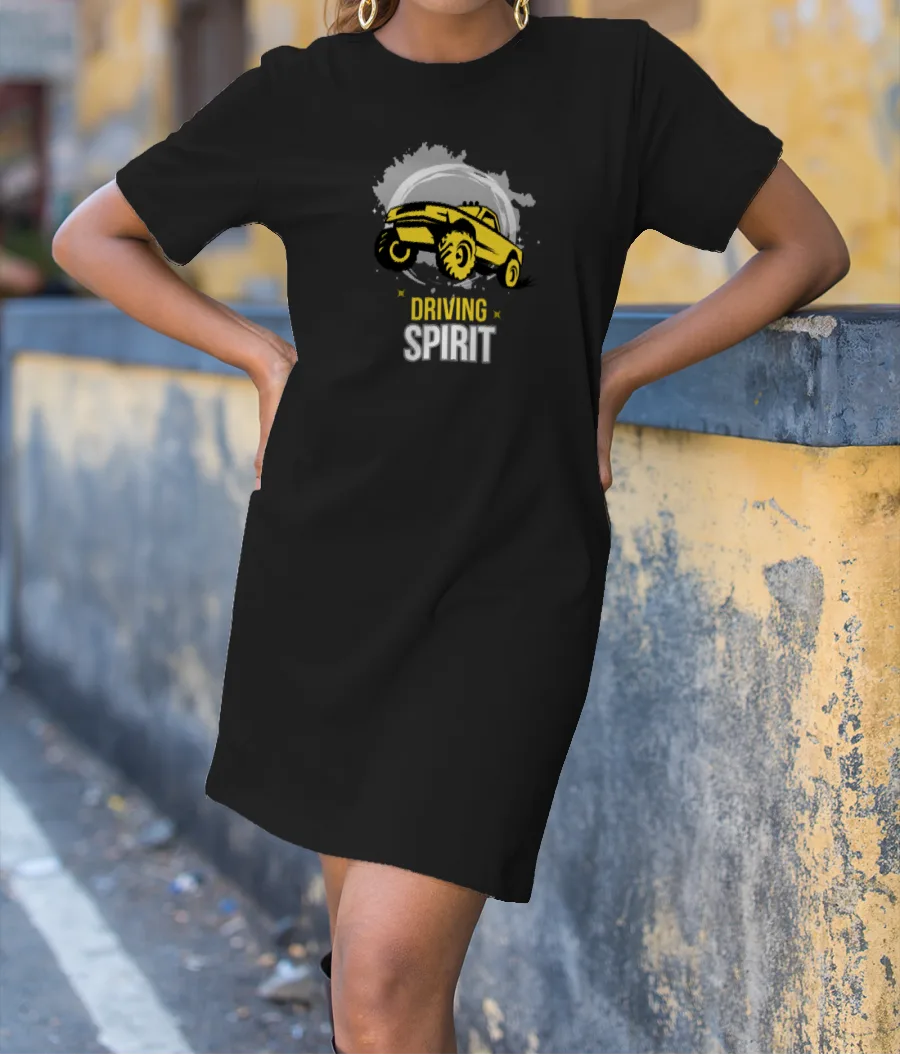 Driving spirit car illustrated T-Shirt Dress