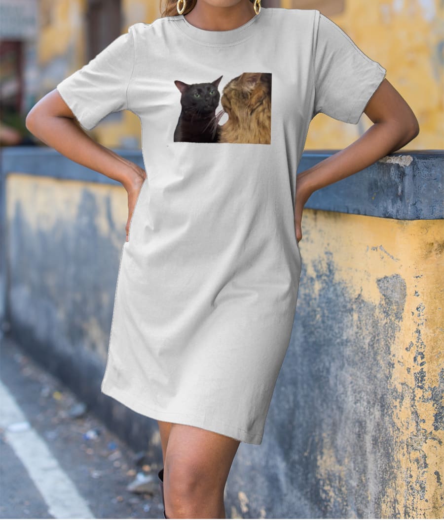 Dissociating Cat Meme T-Shirt Dress