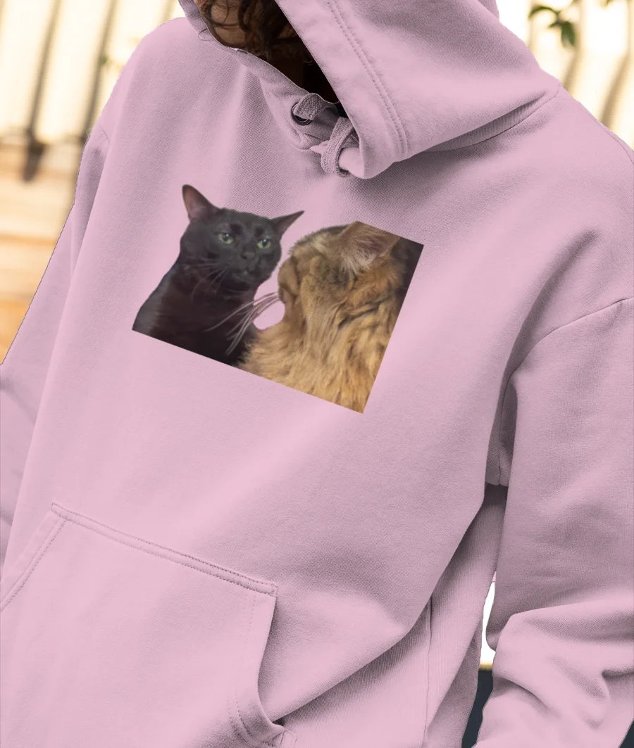 Dissociating Cat Meme Front-Printed Hoodie