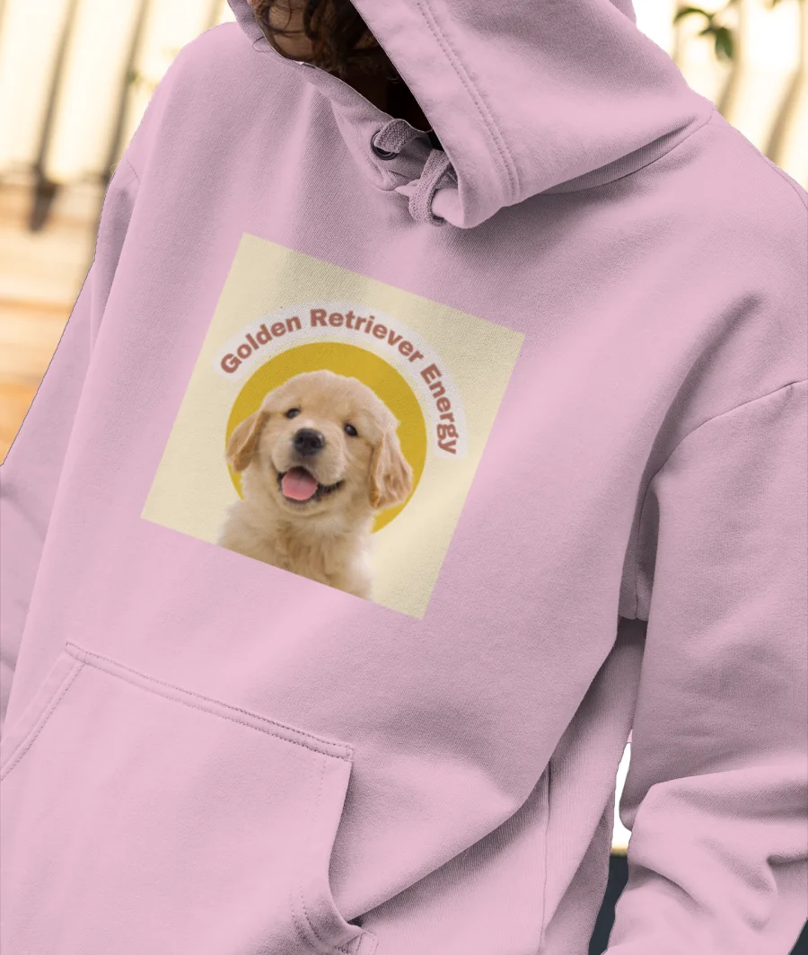 Golden Retriever Energy Front-Printed Hoodie