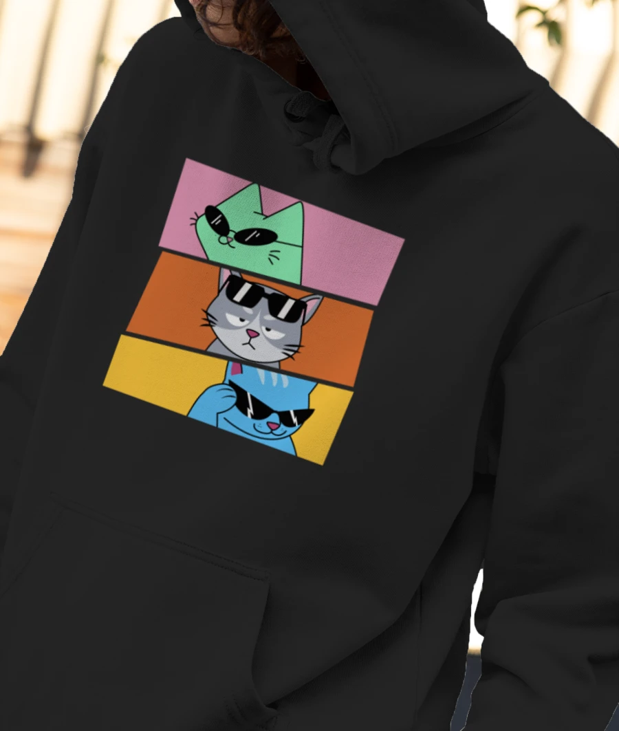 Cool Cats: The Mood Collection Front-Printed Hoodie