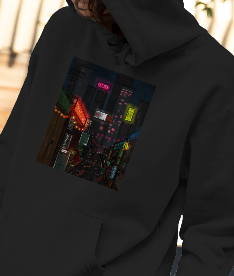 Anime Street Front-Printed Hoodie