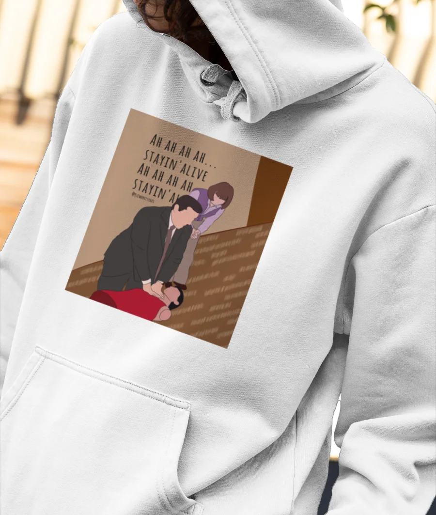 The office-Stayin alive CPR Front-Printed Hoodie